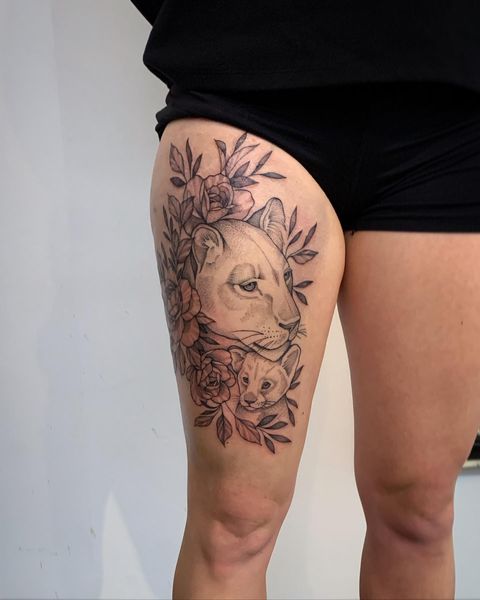Lioness and Lion Tattoo - Etsy