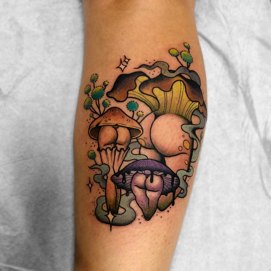 A Trip to Wonderland — Tattooing a Mushroom Tattoo