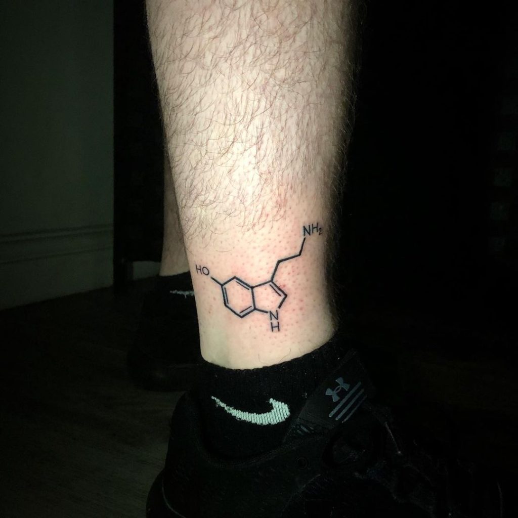 Tattoo uploaded by Shaylee • The chemical compound for serotonin #serotonin  #depression #semicolontattoo #awareness #watercolor • Tattoodo